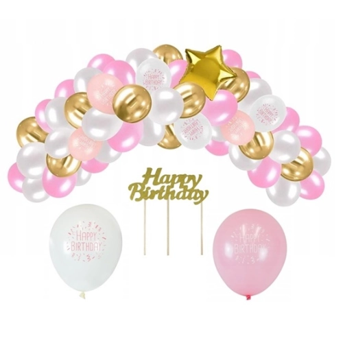 Girlanda balony na urodziny topper różowy mix